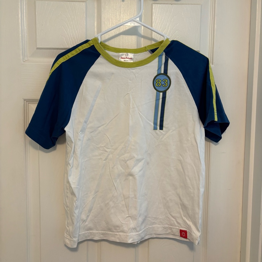 Hanna Andersson 150 (12) Blue, Green, and White Kids Shirt